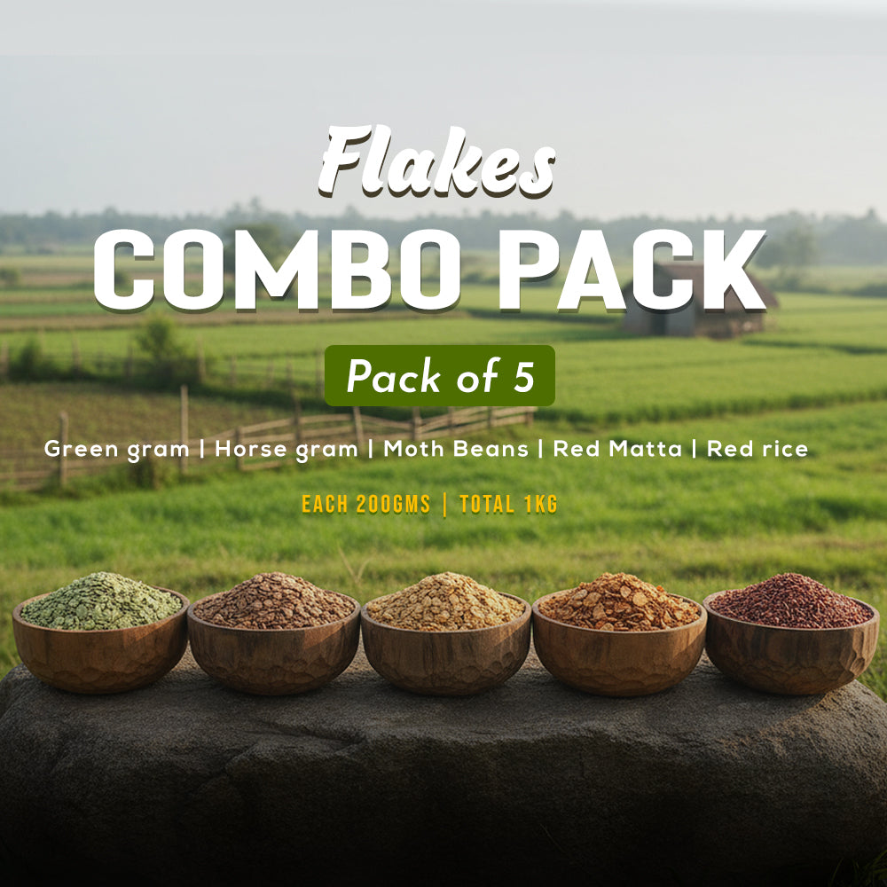 Green Gram, Horse Gram, Moth Beans, Red Matta, Red Rice - Flakes