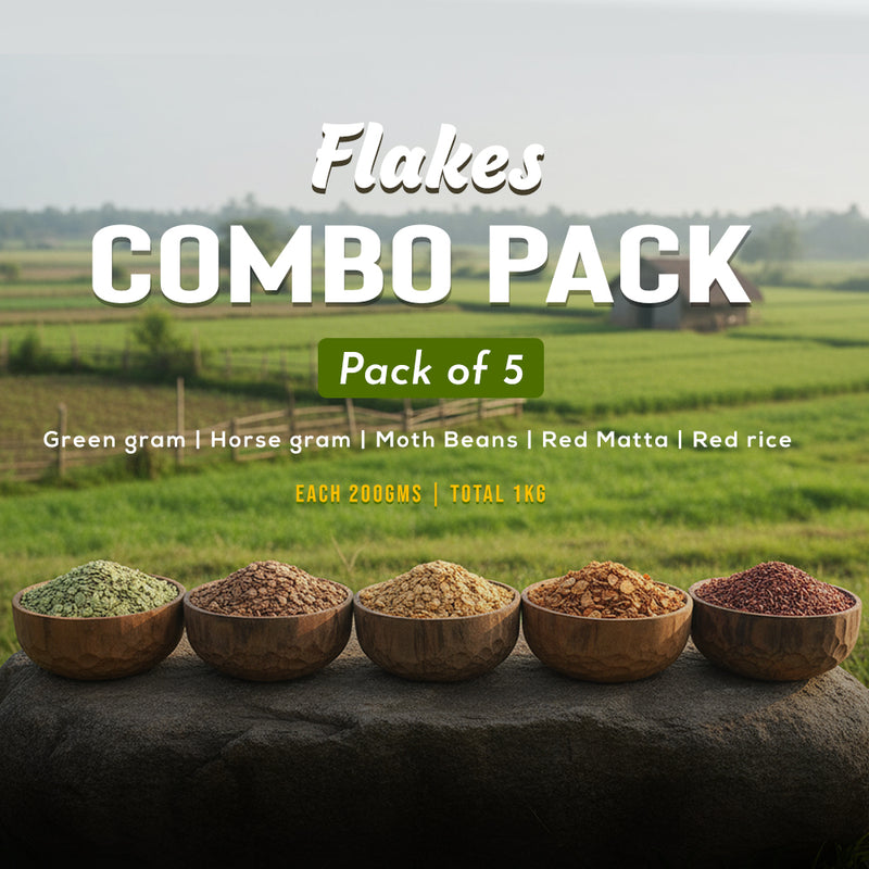 Green Gram, Horse Gram, Moth Beans, Red Matta, Red Rice - Flakes